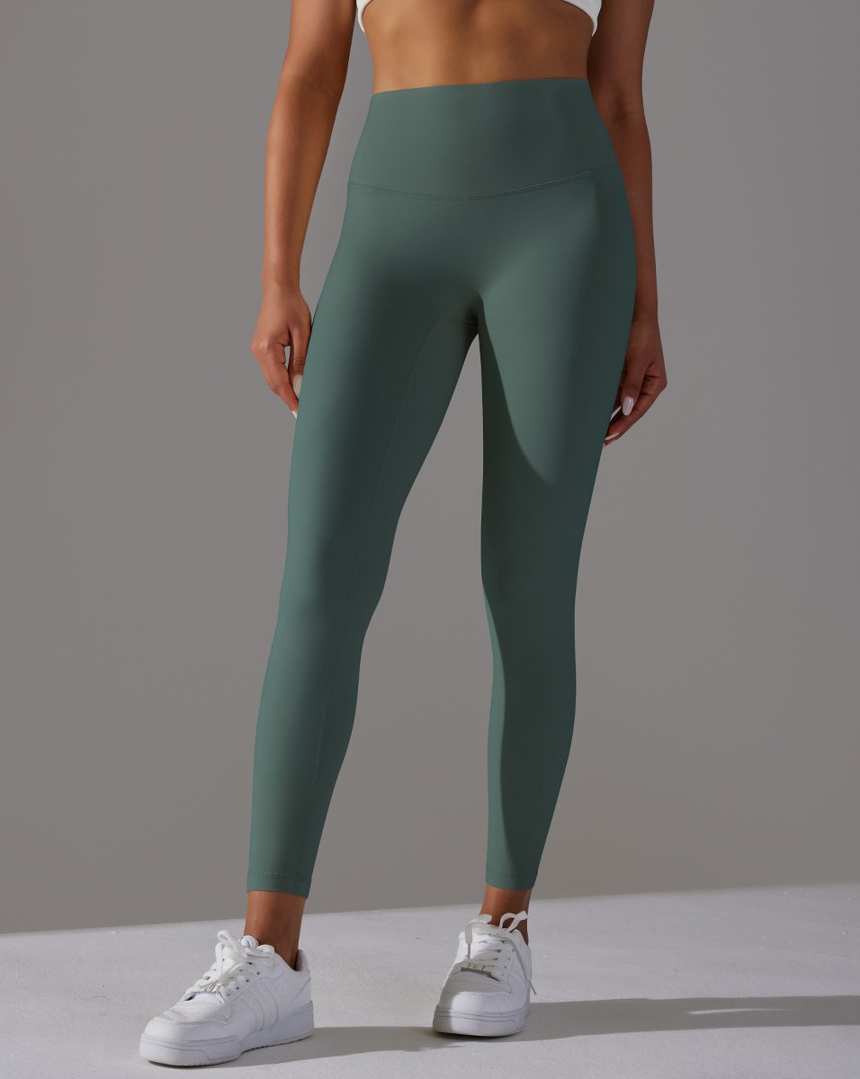 High Waist Brushed Seamless Yoga Leggings - Dark green