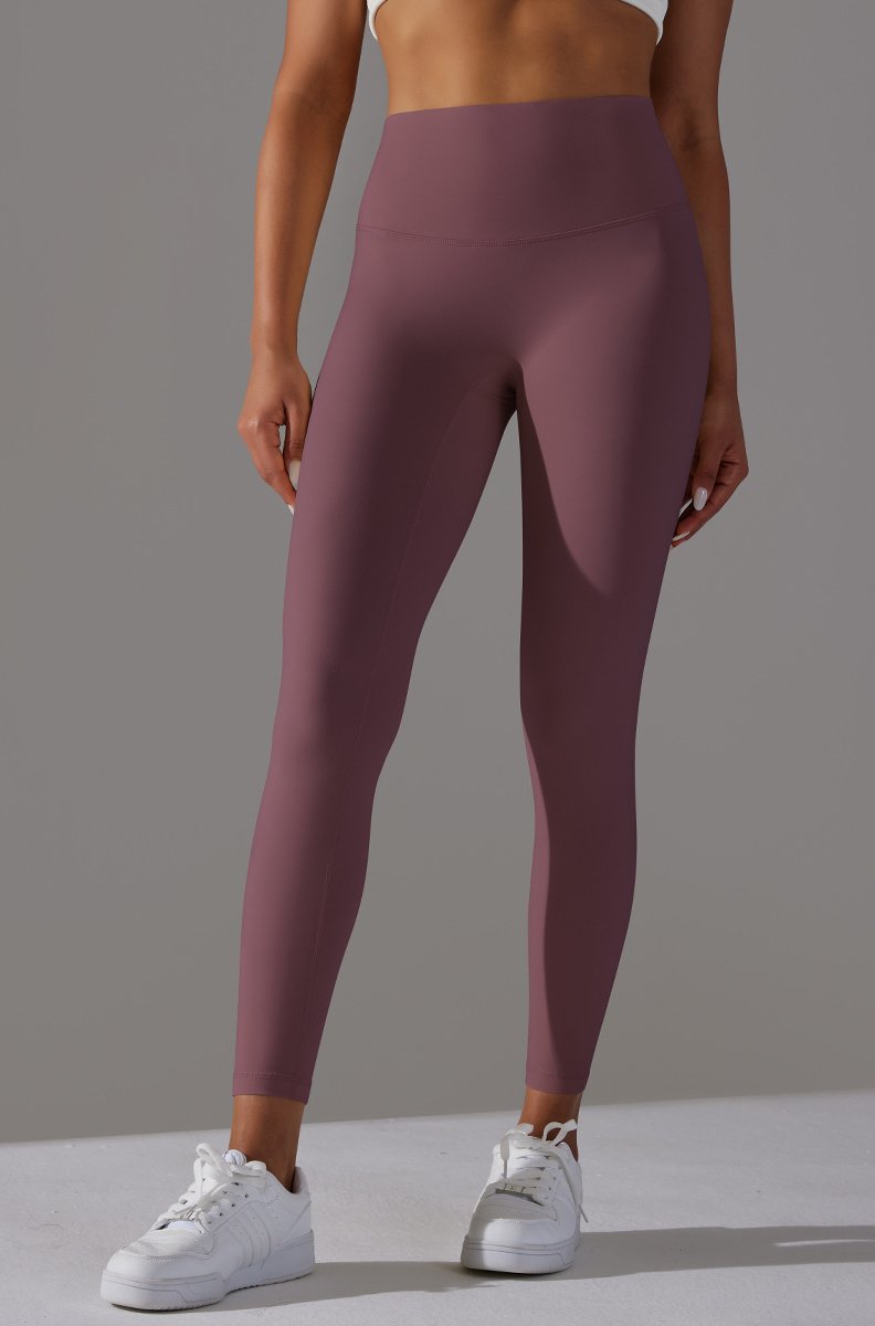 High Waist Brushed Seamless Yoga Leggings - Date red