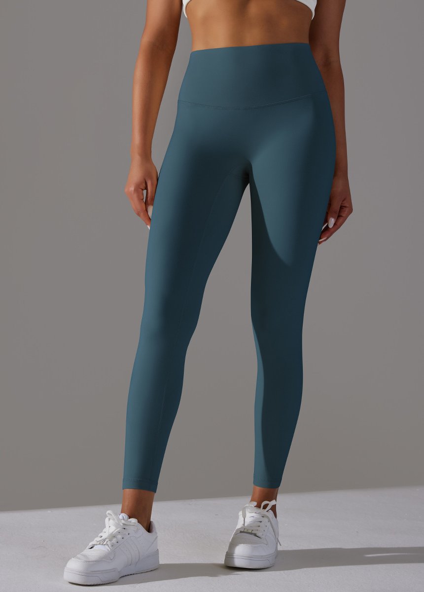High Waist Brushed Seamless Yoga Leggings - Fix blue