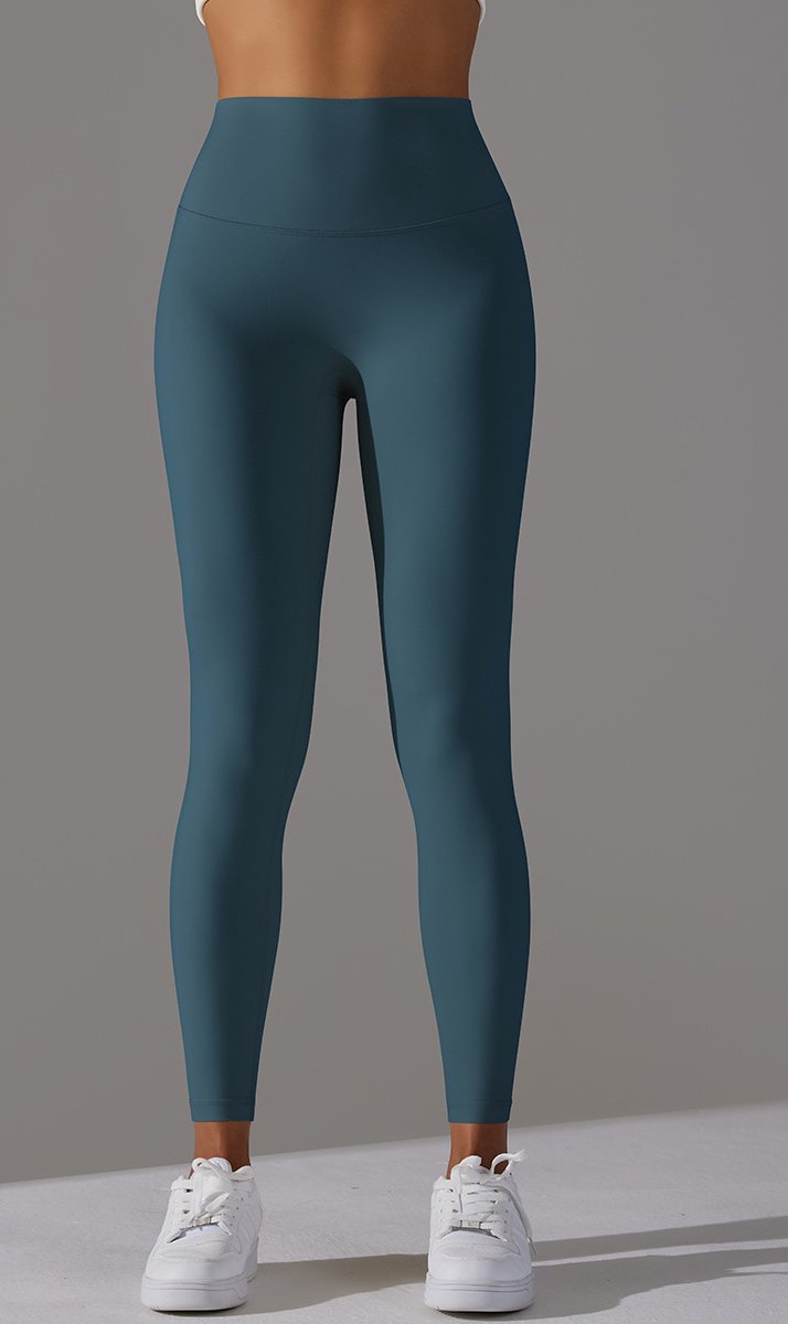 High Waist Brushed Seamless Yoga Leggings - Fix blue - 1