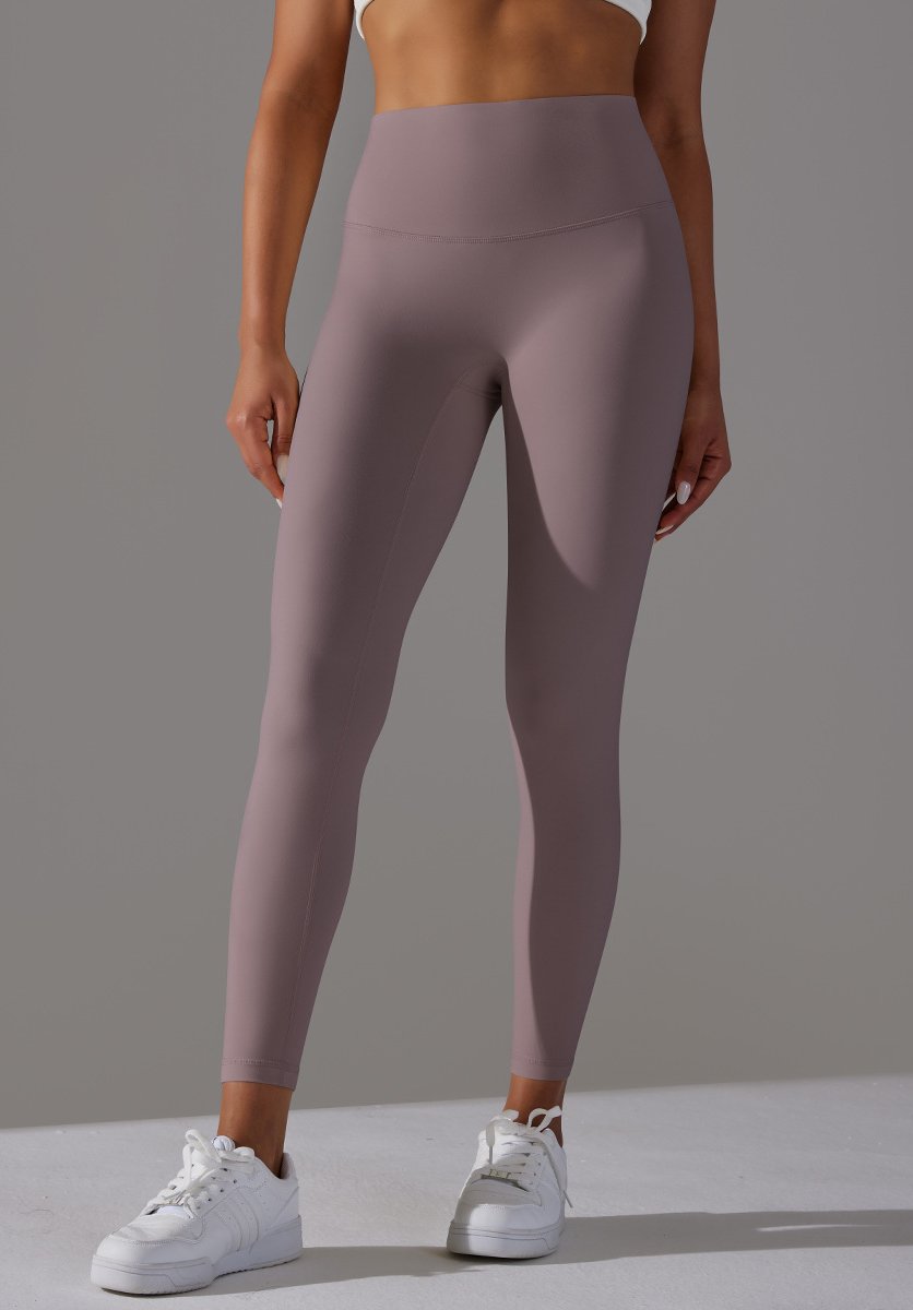 High Waist Brushed Seamless Yoga Leggings - Grey-brown