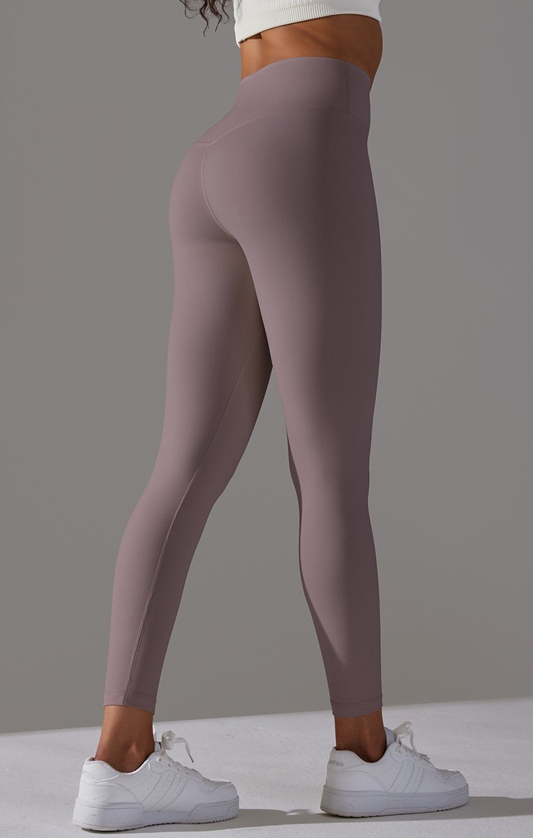 High Waist Brushed Seamless Yoga Leggings - Grey-brown - 1
