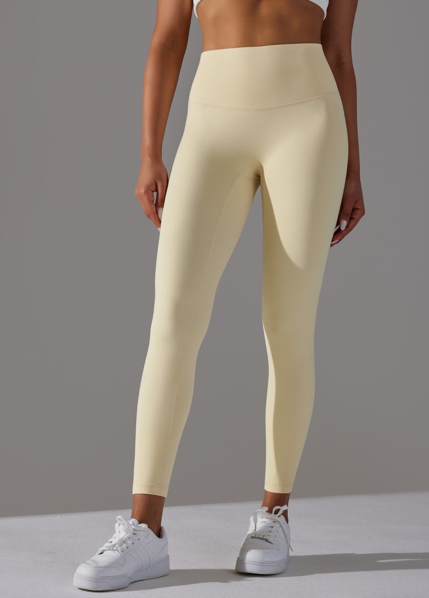 High Waist Brushed Seamless Yoga Leggings - Light apricot