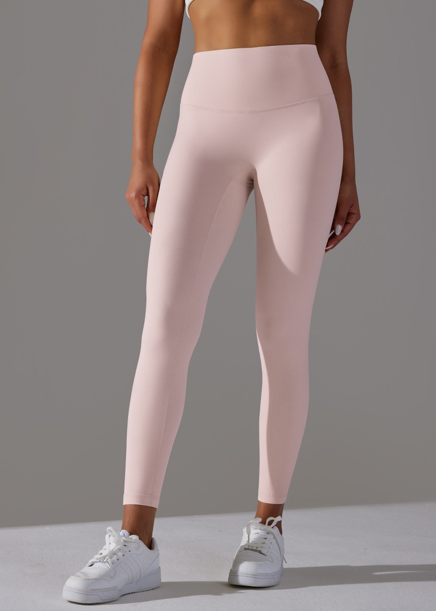High Waist Brushed Seamless Yoga Leggings - Light pink
