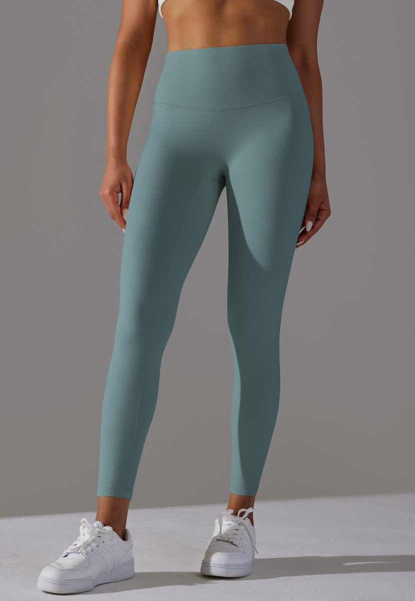 High Waist Brushed Seamless Yoga Leggings - Mystic Green