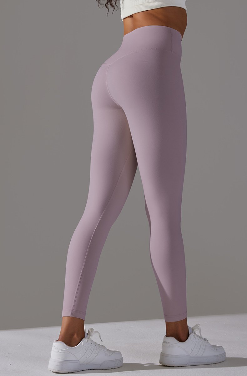 High Waist Brushed Seamless Yoga Leggings - Pink purple - 1
