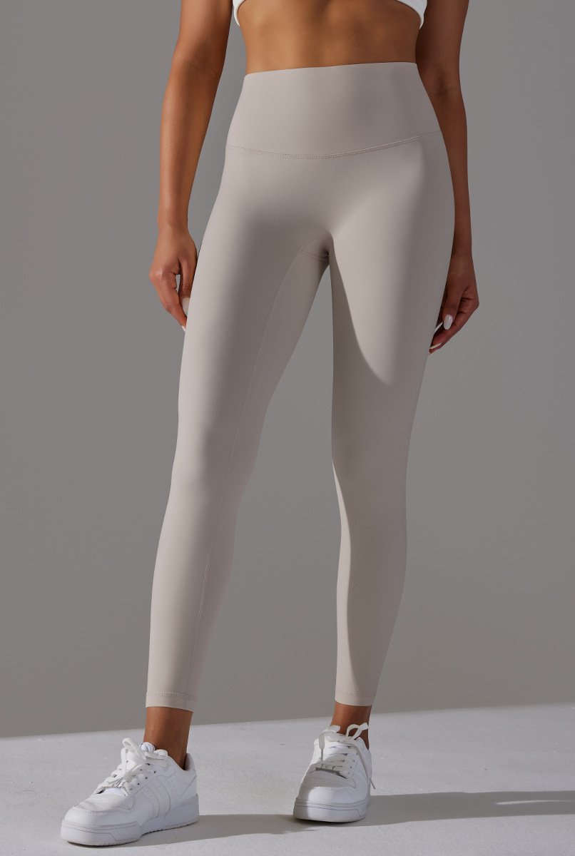 High Waist Brushed Seamless Yoga Leggings - Sand color