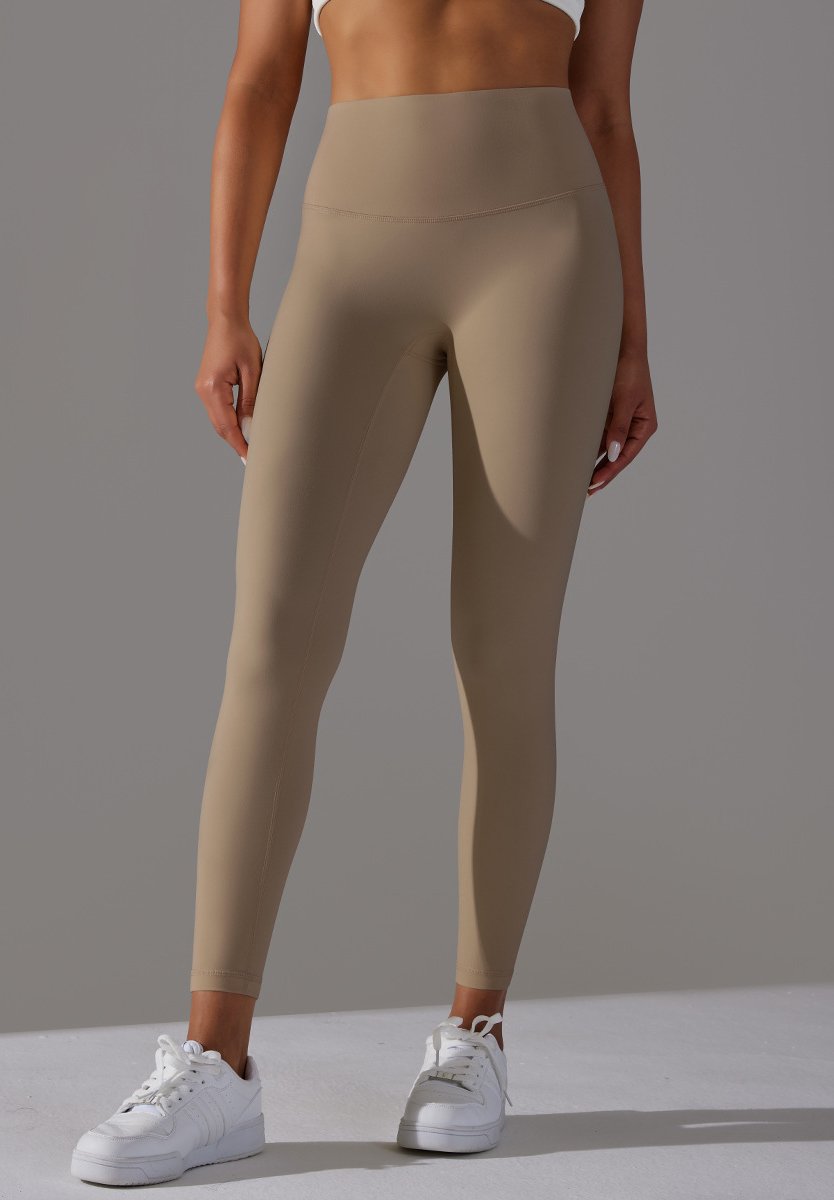 High Waist Brushed Seamless Yoga Leggings - cocoa