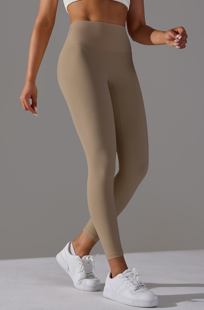 High Waist Brushed Seamless Yoga Leggings - cocoa - 1