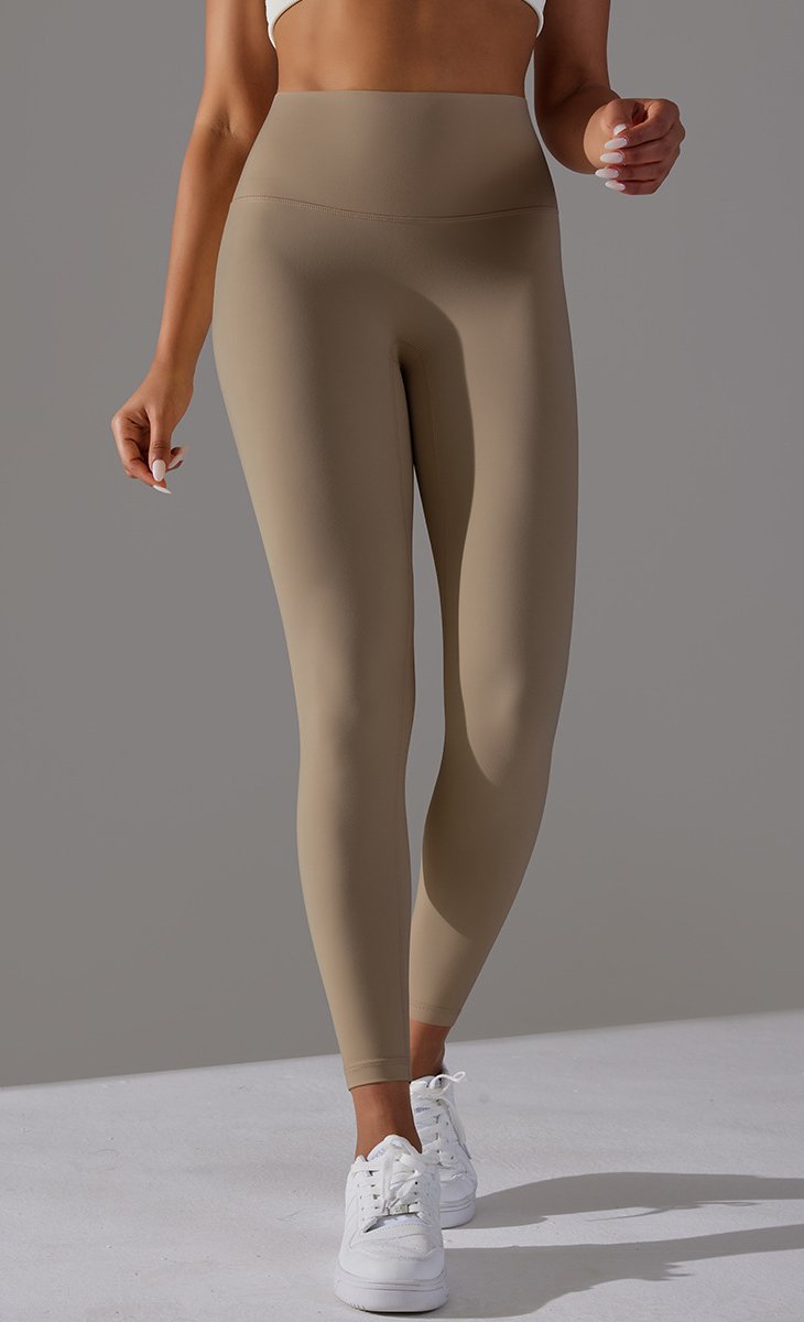 High Waist Brushed Seamless Yoga Leggings - cocoa - 3