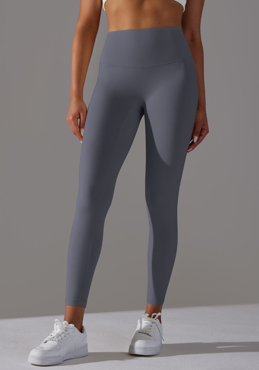 High Waist Brushed Seamless Yoga Leggings - rayish blue
