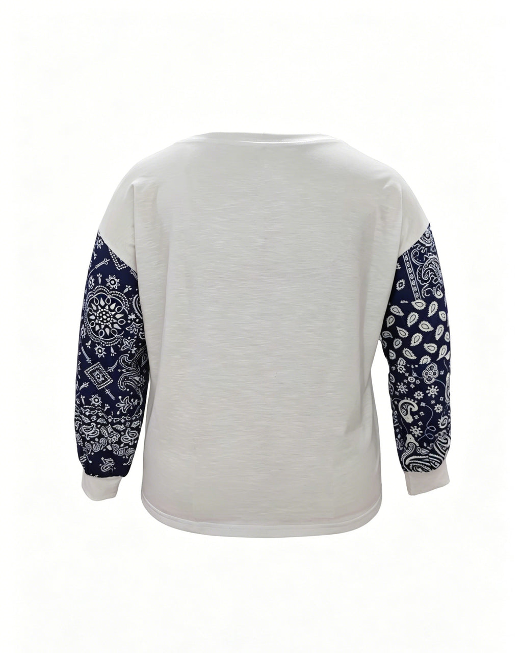 Bandana Print Puff Sleeve Blouse - Navy - 2