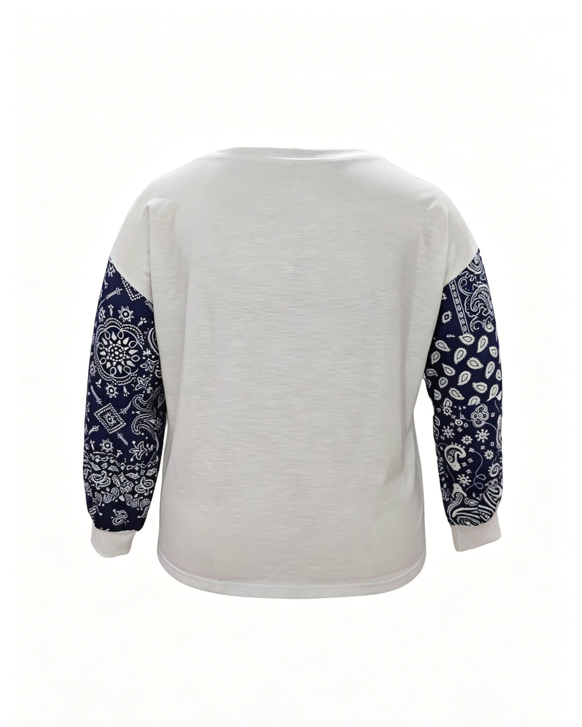 Bandana Print Puff Sleeve Blouse - Navy - 2