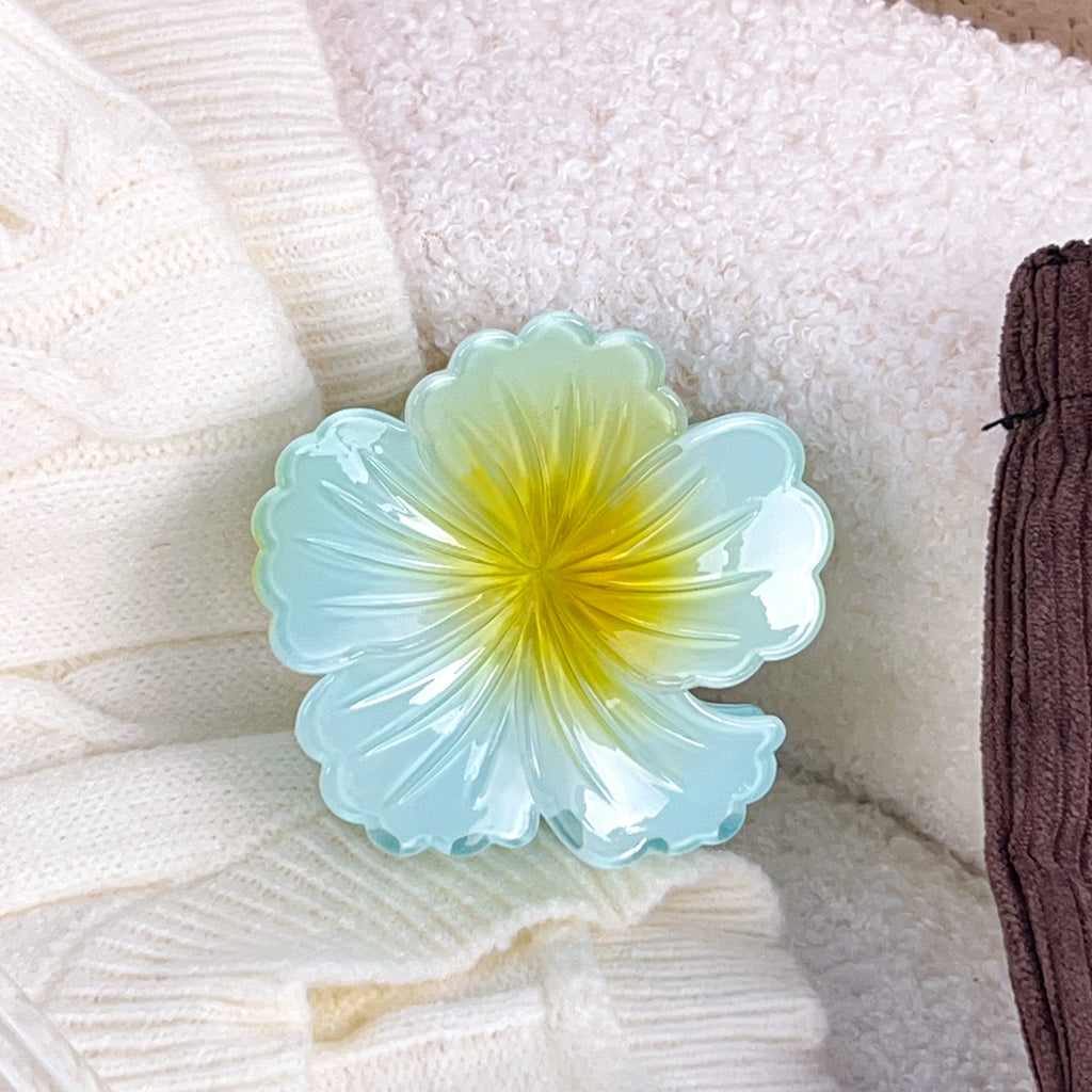 Ombre Hibiscus Flower Hair Claw Clip - Blue
