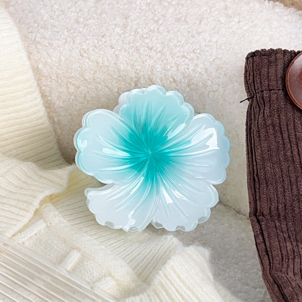 Ombre Hibiscus Flower Hair Claw Clip - Ice