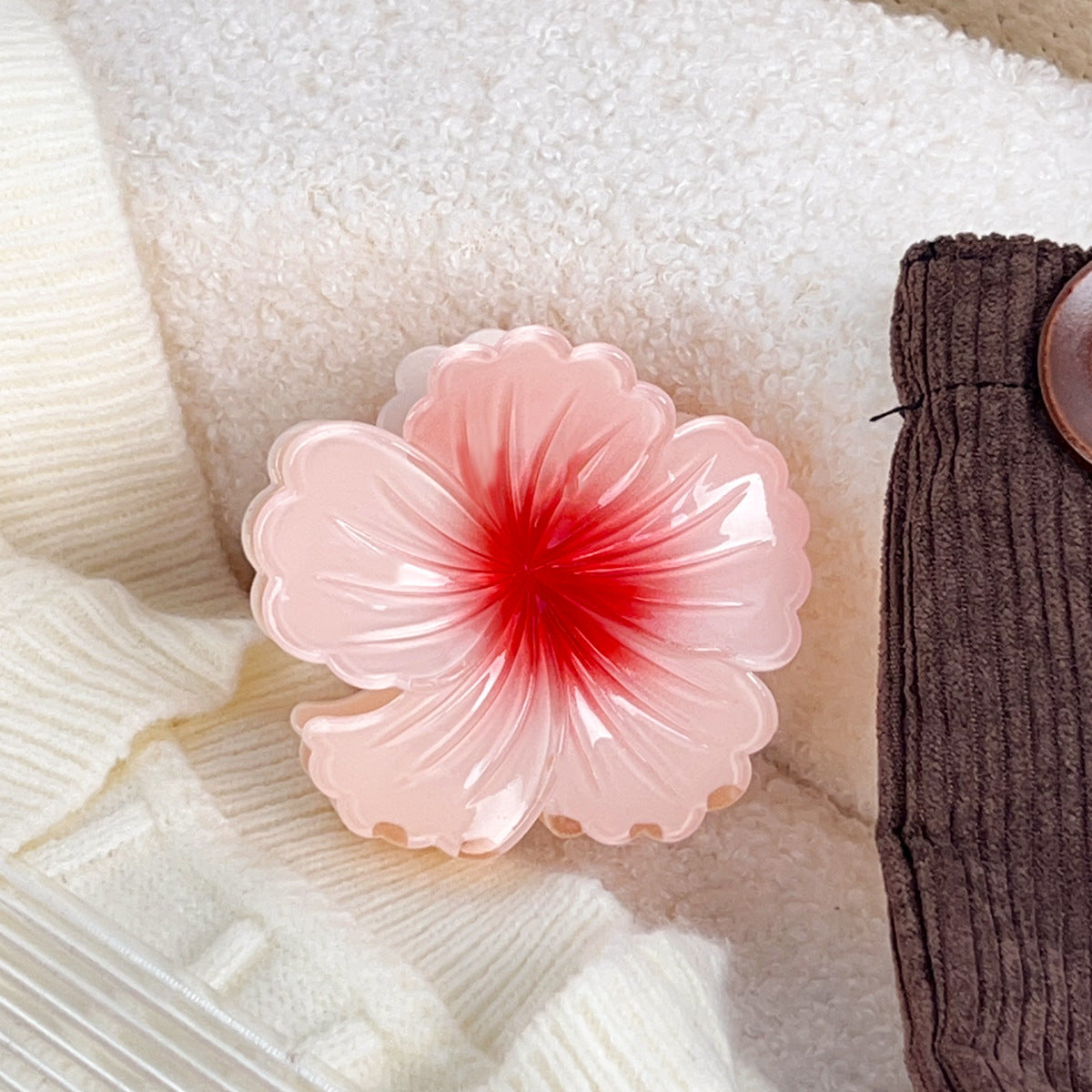 Ombre Hibiscus Flower Hair Claw Clip - Pink
