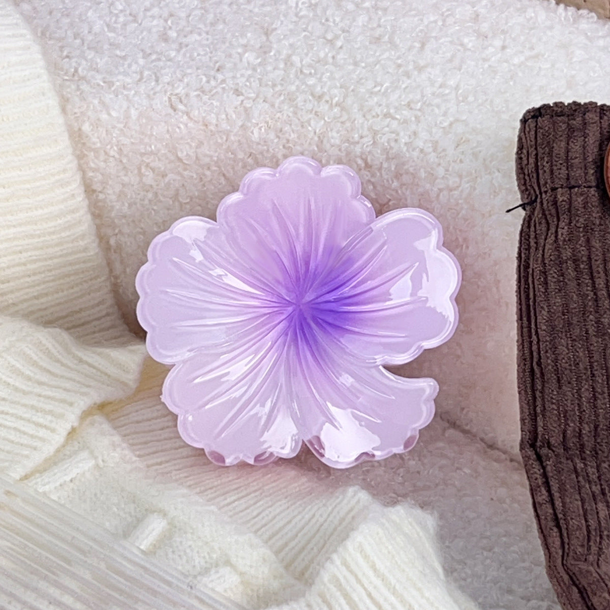 Ombre Hibiscus Flower Hair Claw Clip - Purple