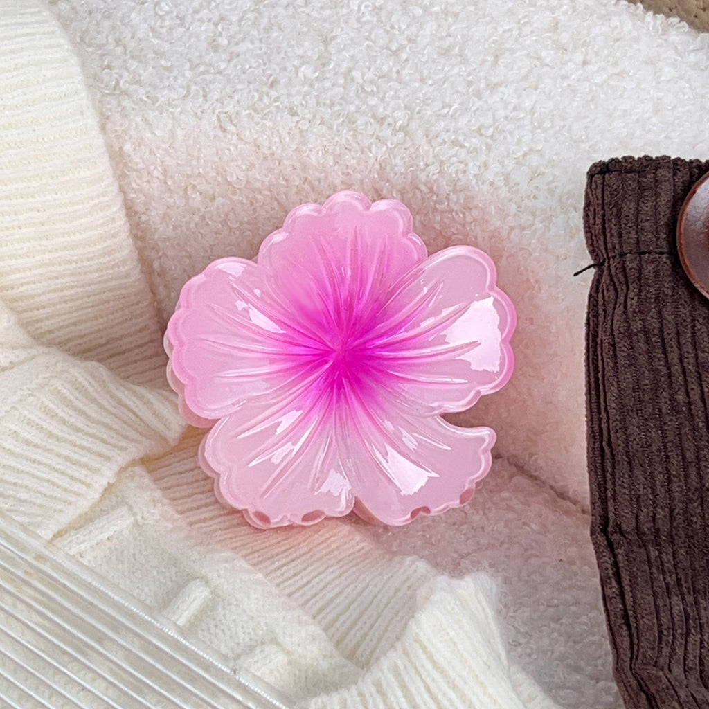 Ombre Hibiscus Flower Hair Claw Clip - fuchsia