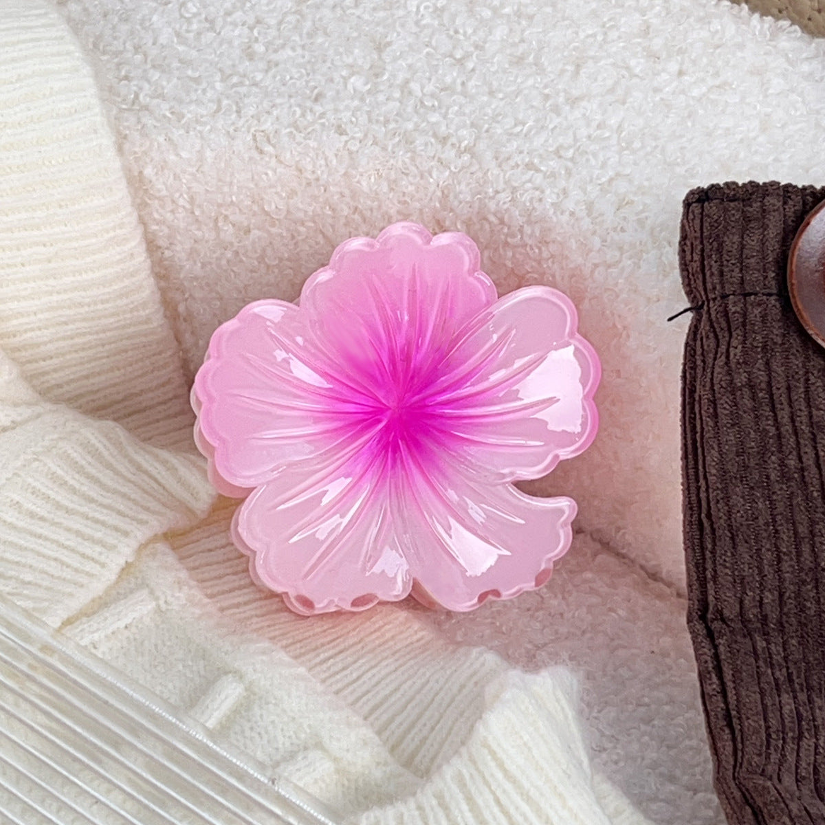 Ombre Hibiscus Flower Hair Claw Clip - fuchsia