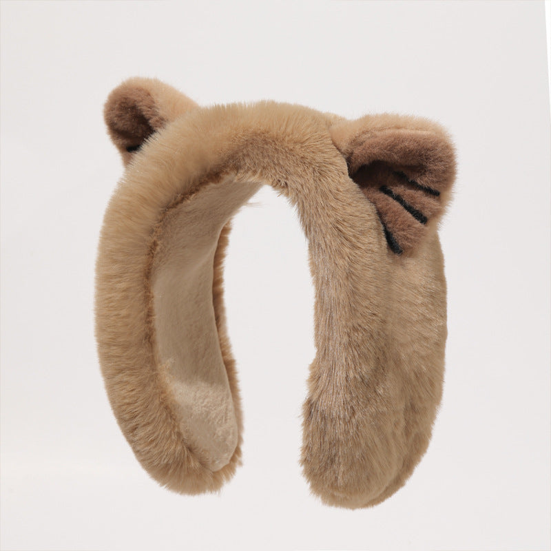 Bear Ear Plush Wraparound Earmuffs - Apricot