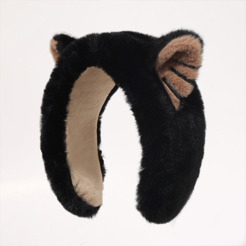 Bear Ear Plush Wraparound Earmuffs - Black