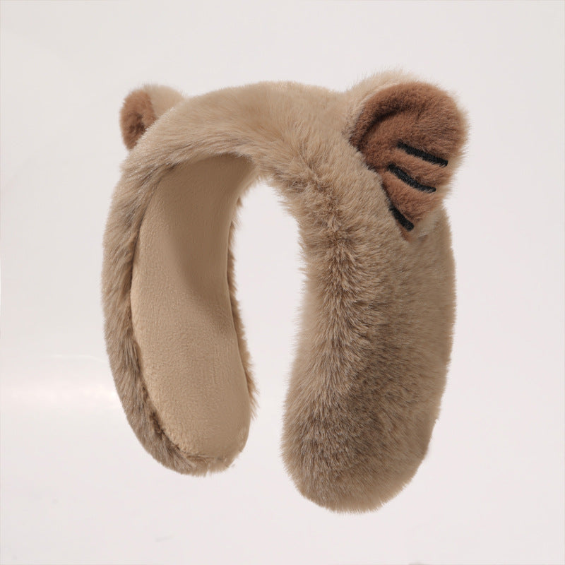 Bear Ear Plush Wraparound Earmuffs - Khaki