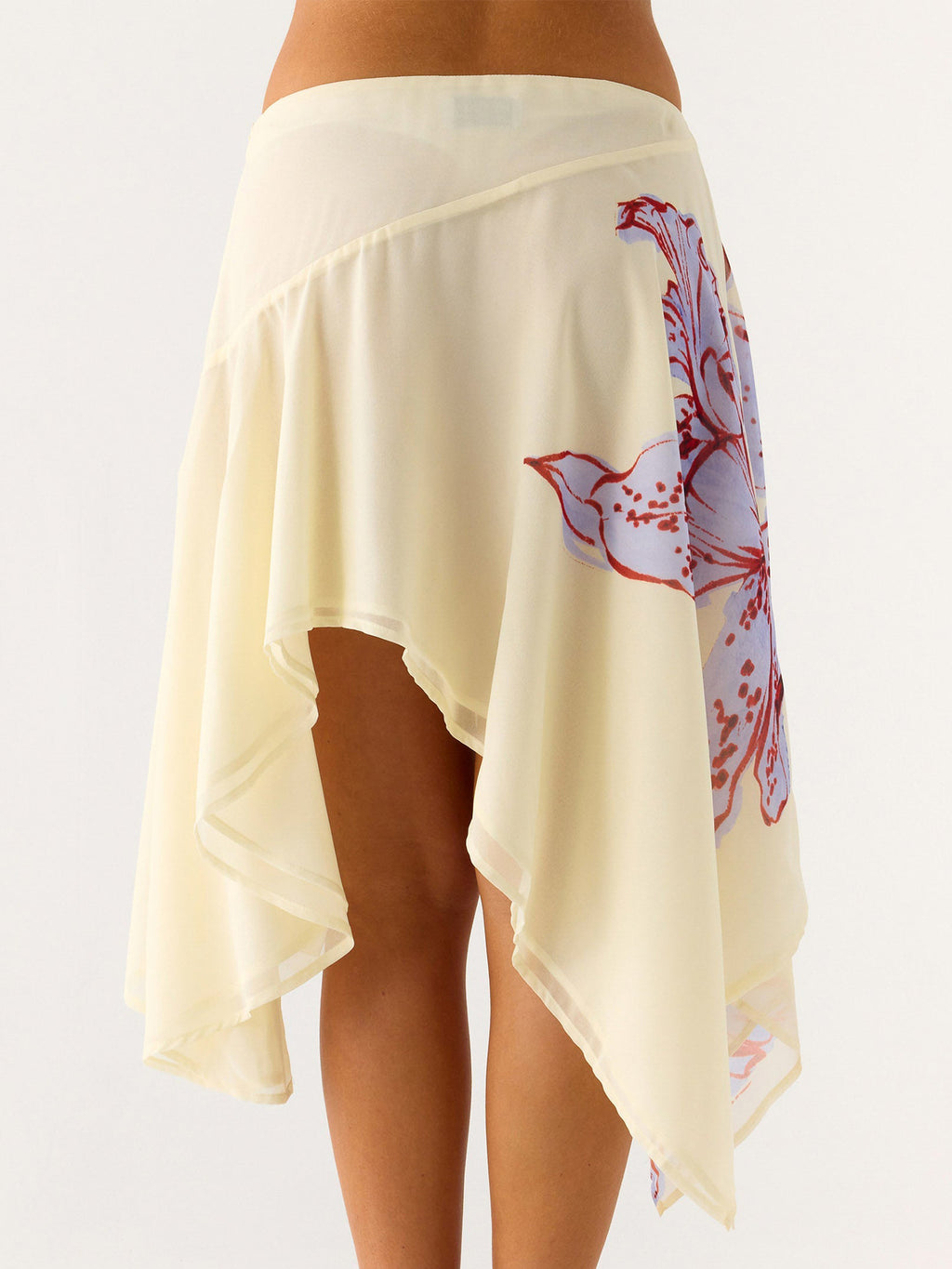 Flowy Handkerchief Hem Midi Beach Skirt - Beige-2 - 2
