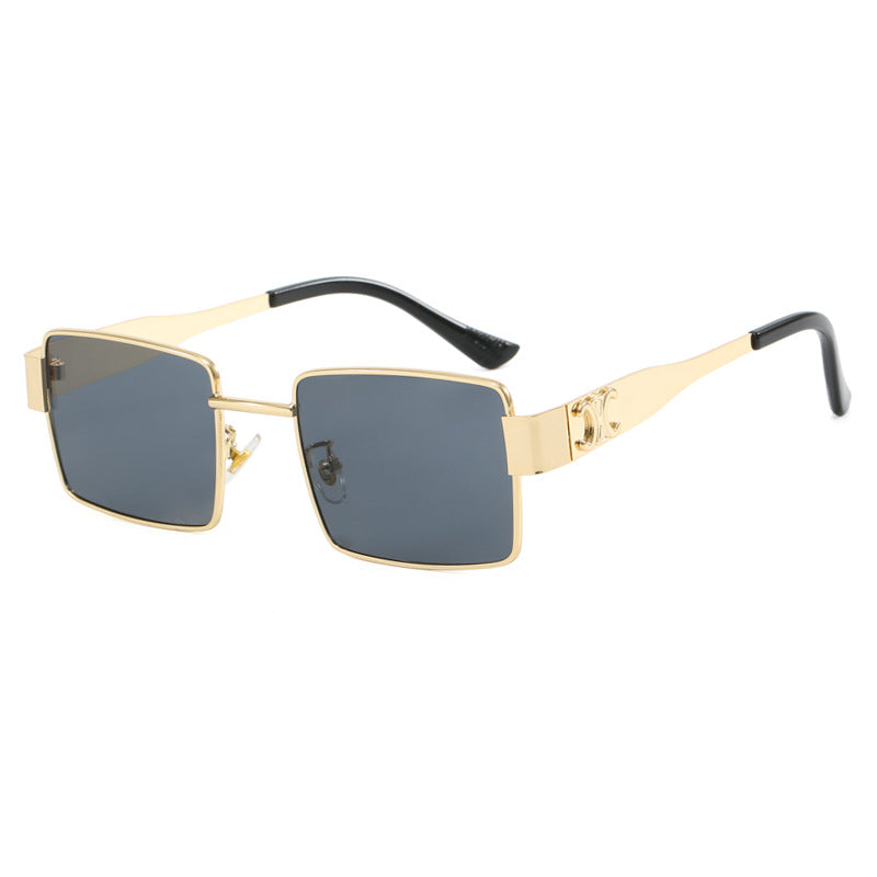 Y2K Slim Rectangle Metal-Frame Sunglasses