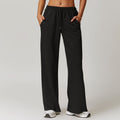High Waist Wide Leg Sweatpant Joggers - Black