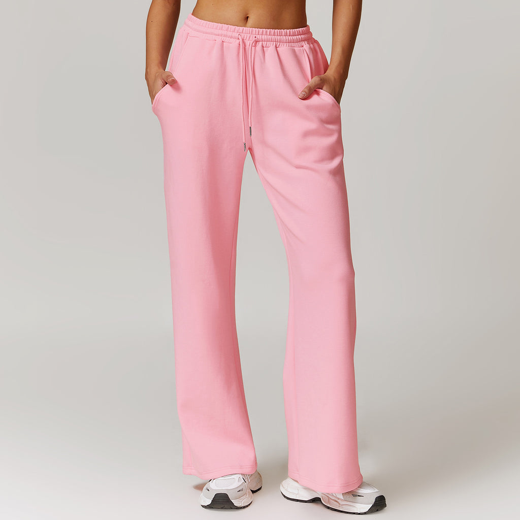 High Waist Wide Leg Sweatpant Joggers - Pink