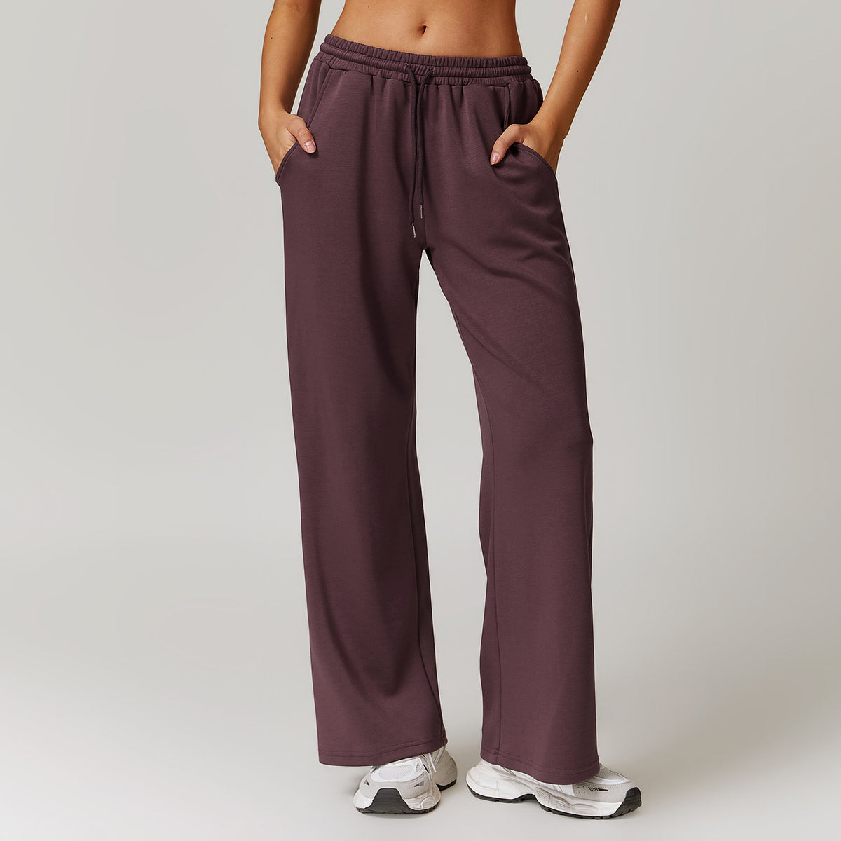 High Waist Wide Leg Sweatpant Joggers - Purple