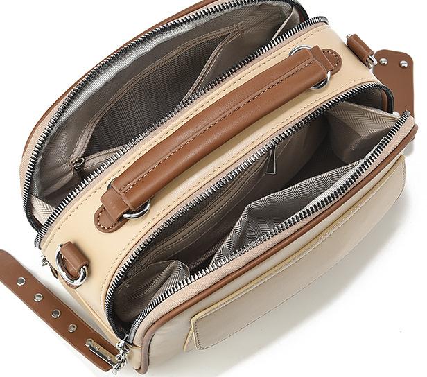 Colorblock Bowling Bag With Wide Strap - Khaki - 1