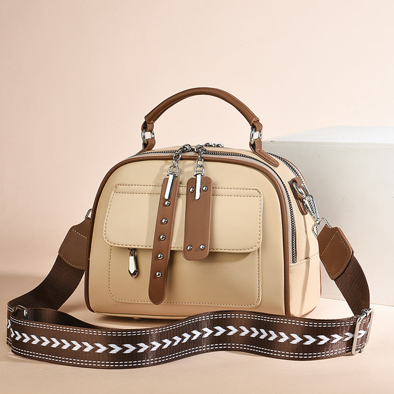 Colorblock Bowling Bag With Wide Strap