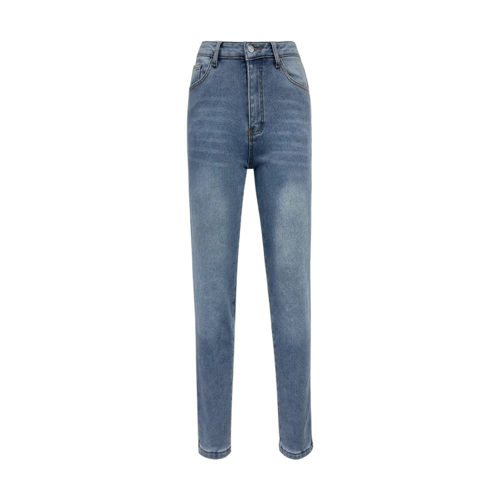 Fleece Lined Slim Tapered Jeans - Blue