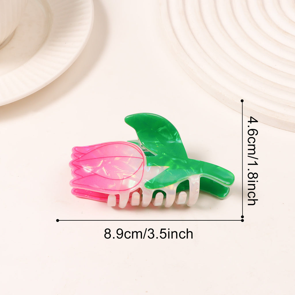 Tulip Flower Hair Claw Clip for Thick Hair - Color_07