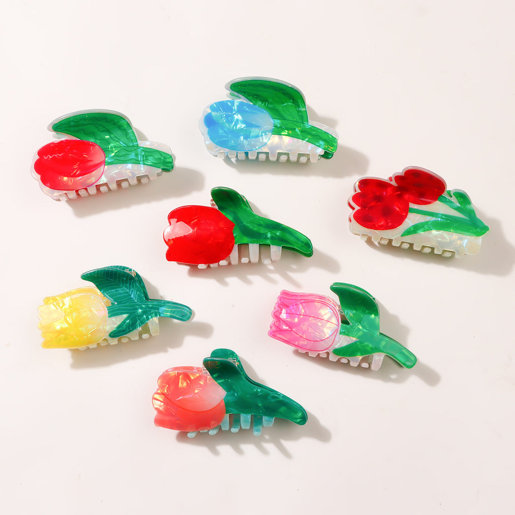 Tulip Flower Hair Claw Clip for Thick Hair