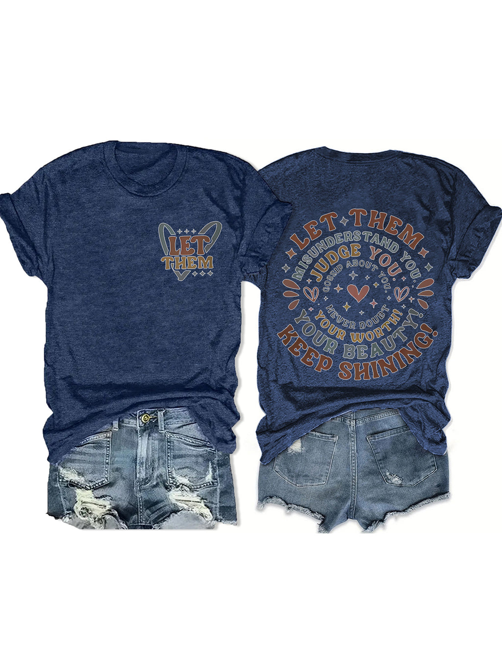Butterfly Pocket Print Slogan Graphic Tee - Blue