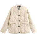 Onion Quilted Button Front Puffer Jacket - White