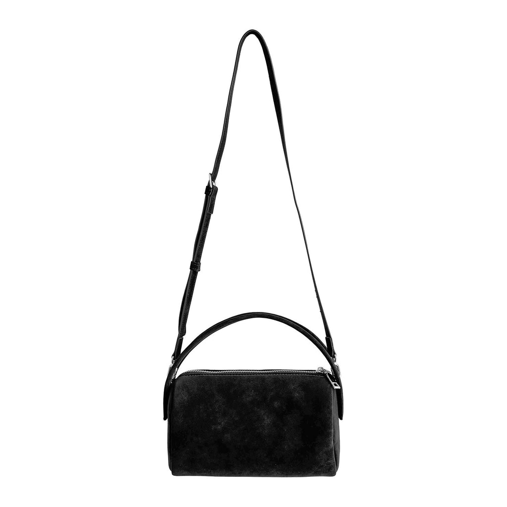 Faux Suede Mini Barrel Shoulder Bag