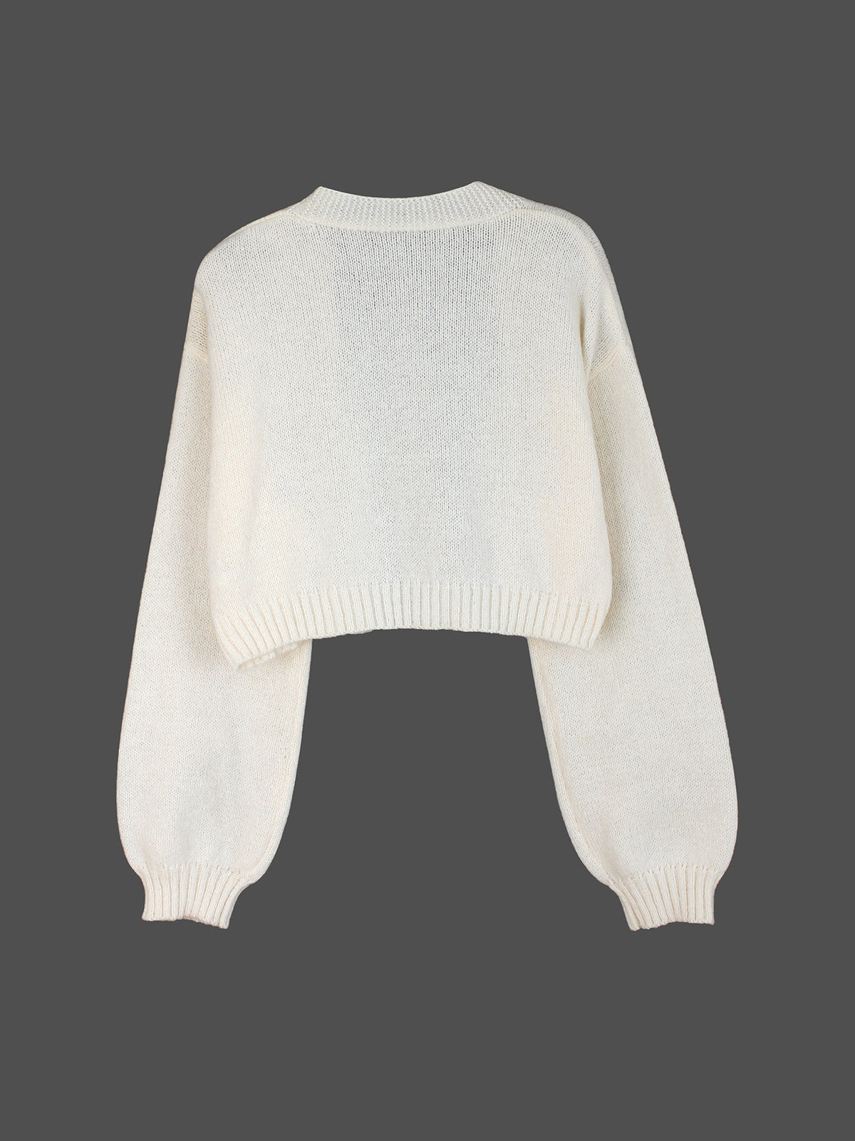 Cropped Cardigan With Gingerbread Appliques - Apricot - 2