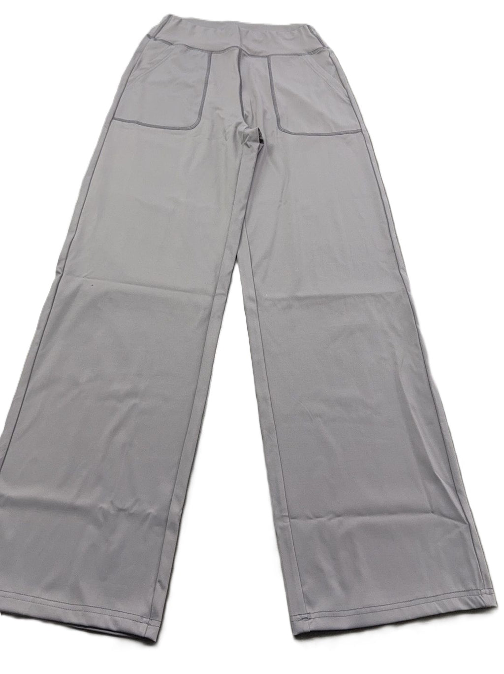 Wide Leg Lounge Trousers With Patch Pockets - Grey