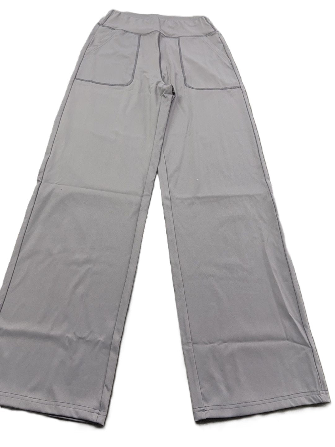Wide Leg Lounge Trousers With Patch Pockets - Grey