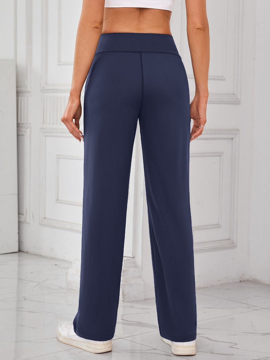 Wide Leg Lounge Trousers With Patch Pockets - Navyblue - 1
