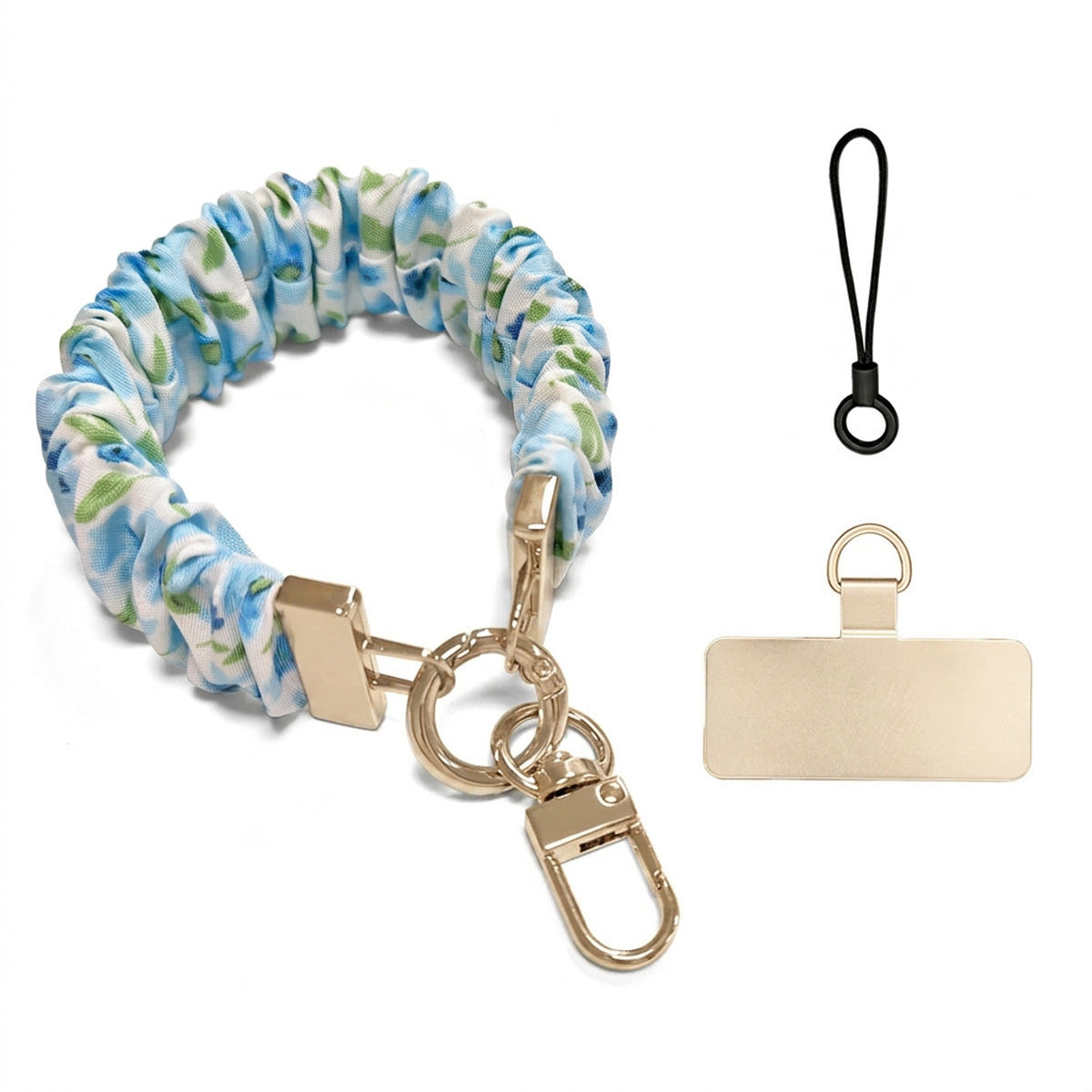 Scrunchie Wristlet Phone Lanyard With Clasp - BFloral_G