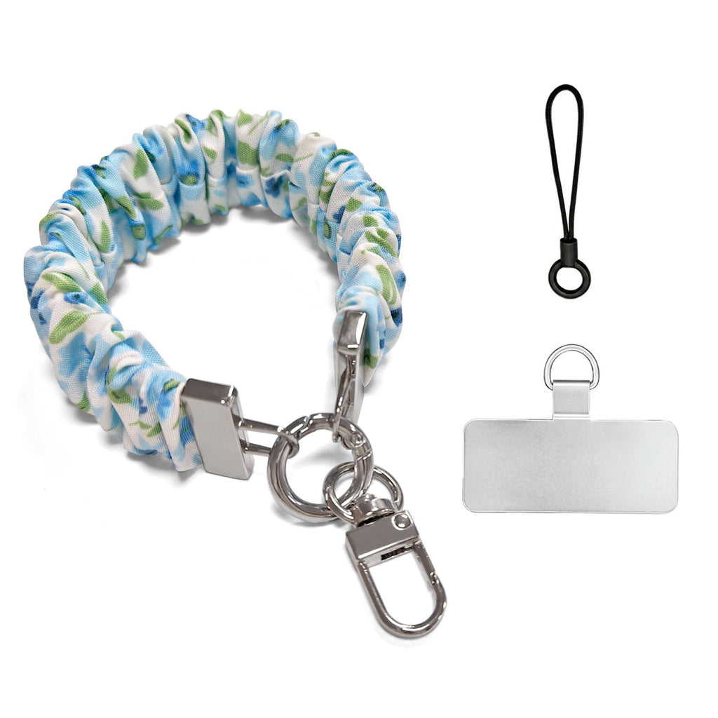 Scrunchie Wristlet Phone Lanyard With Clasp - BFloral_S
