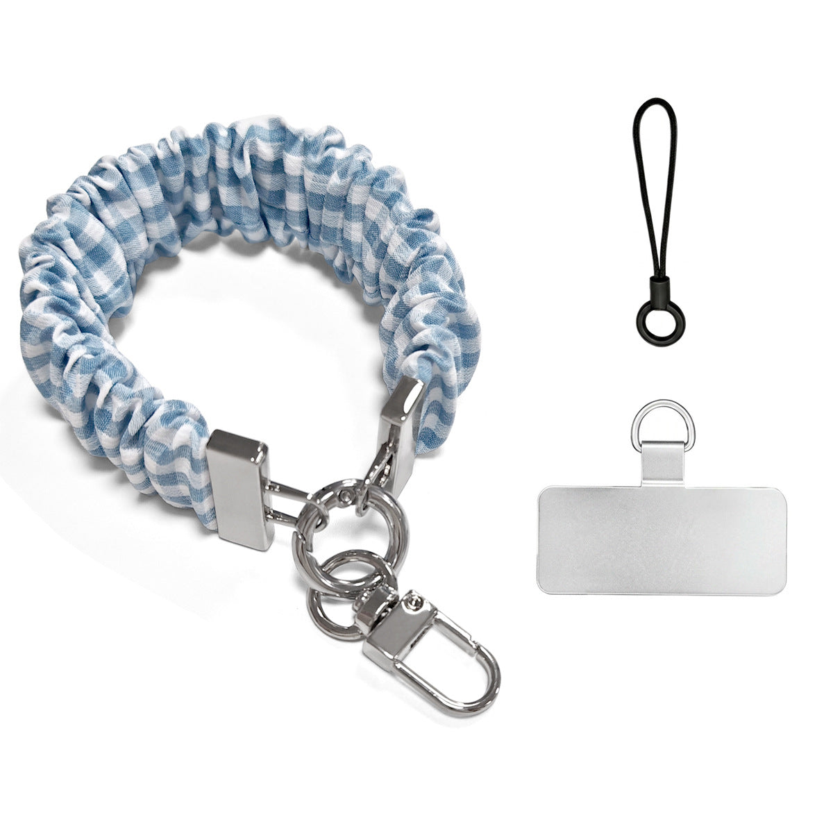 Scrunchie Wristlet Phone Lanyard With Clasp - BGrid_S