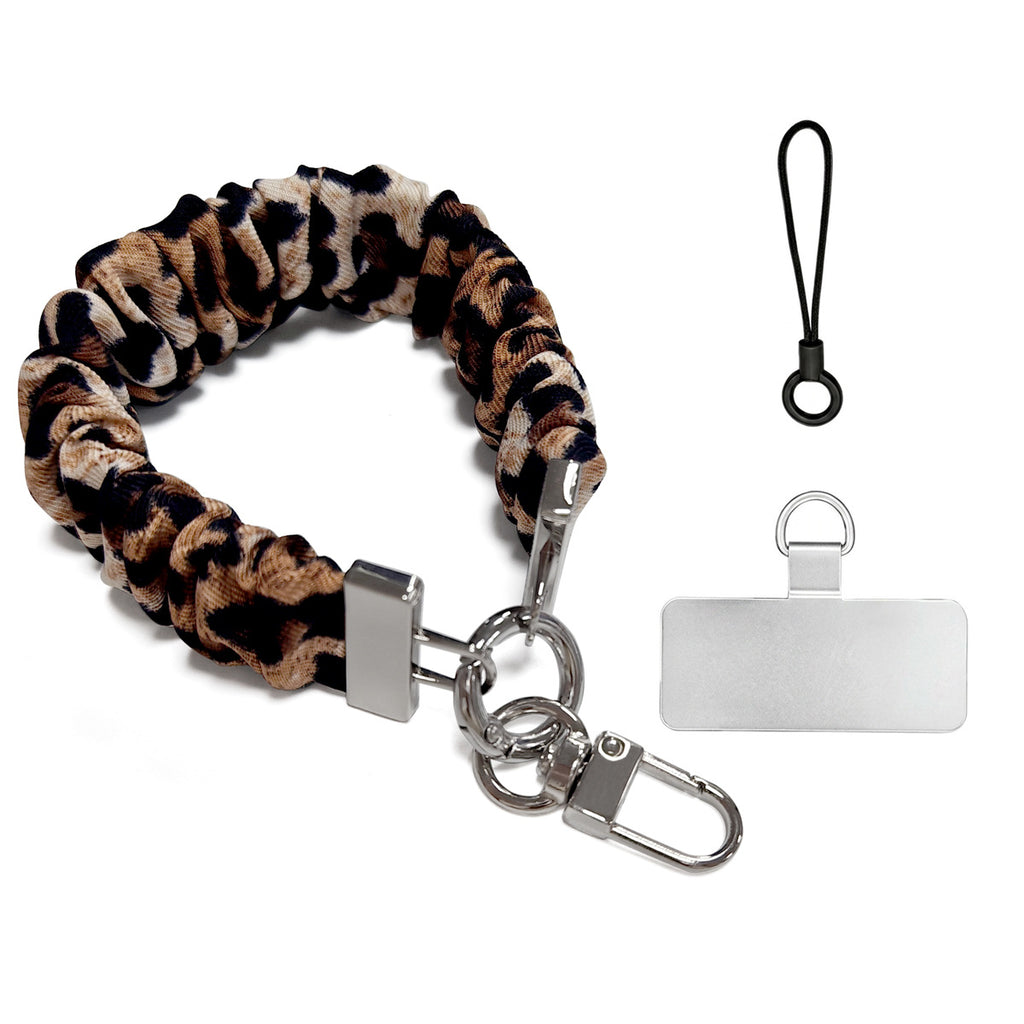 Scrunchie Wristlet Phone Lanyard With Clasp - BLeopard_S