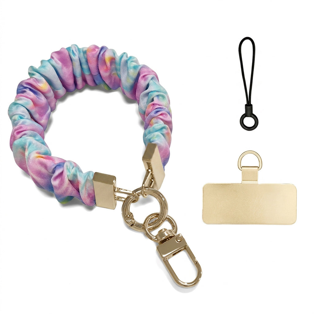 Scrunchie Wristlet Phone Lanyard With Clasp - Colorful_G - 1