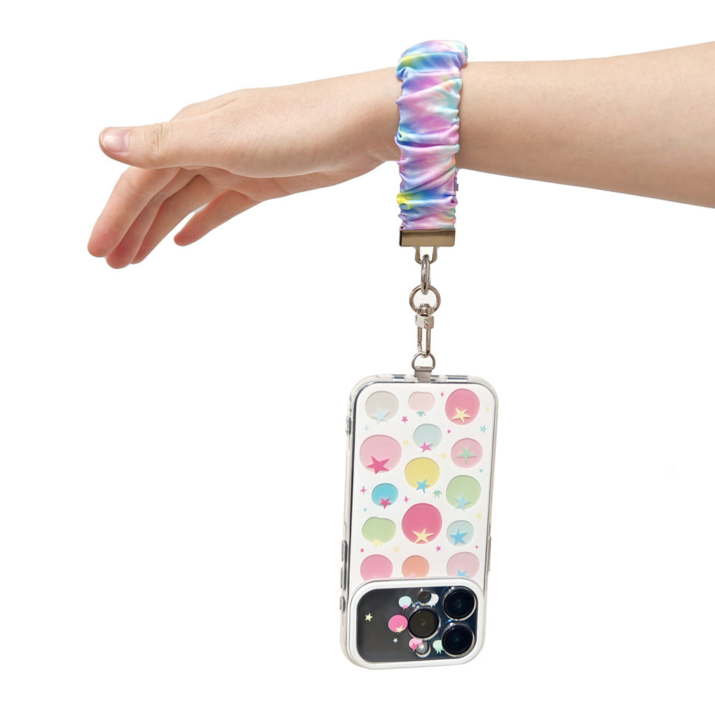 Scrunchie Wristlet Phone Lanyard With Clasp - Colorful_G - 2