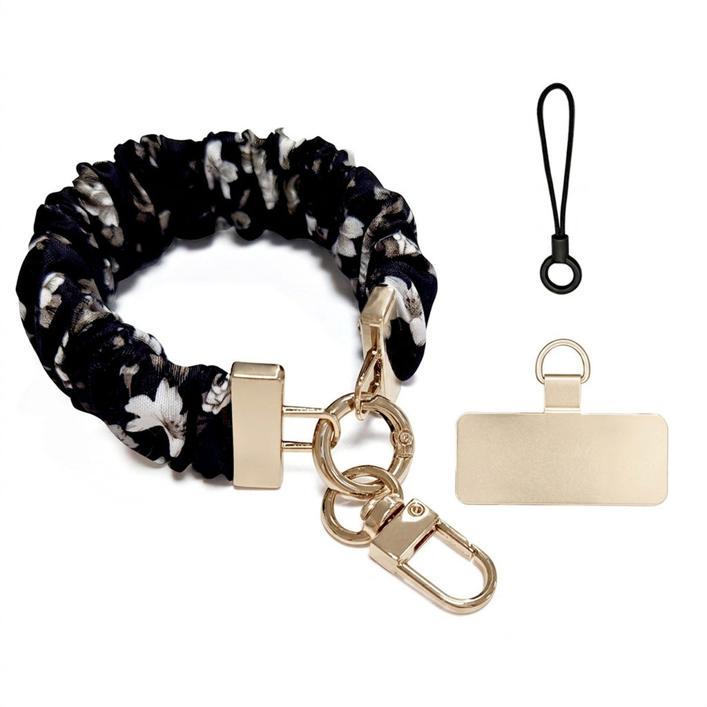 Scrunchie Wristlet Phone Lanyard With Clasp - GFloral_G
